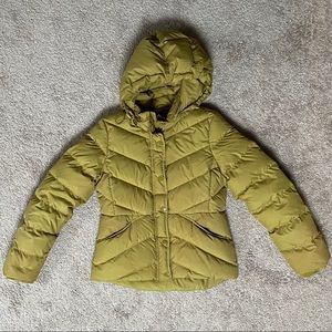 JCrew Sherpa Lined Puffer Coat in Chartreuse Green
